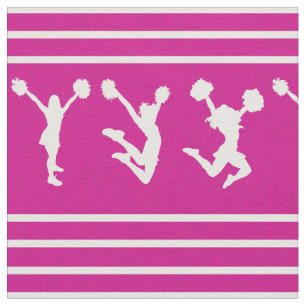 Pink and White Striped Cheerleading or Pom Fabric