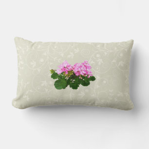 Pink and White Striped Geraniums Lumbar Pillow
