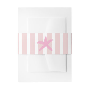 Pink and White Striped Starfish Beach Social Club Invitation Belly Band
