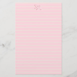 Pink and White Striped Stationery Paper Monogram