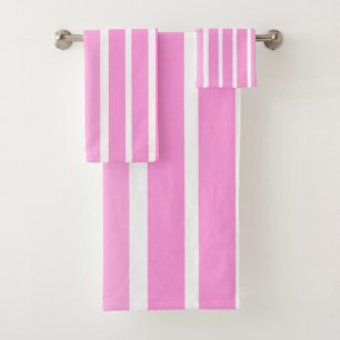 Pink and White Stripes  Bath Towel Set