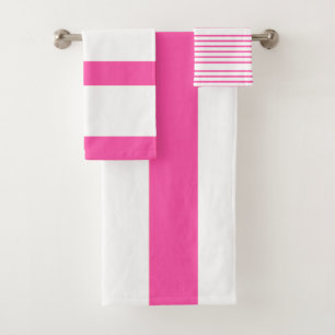 Pink and White Stripes Bathroom Towel Set