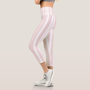 pink and white stripes capri leggings