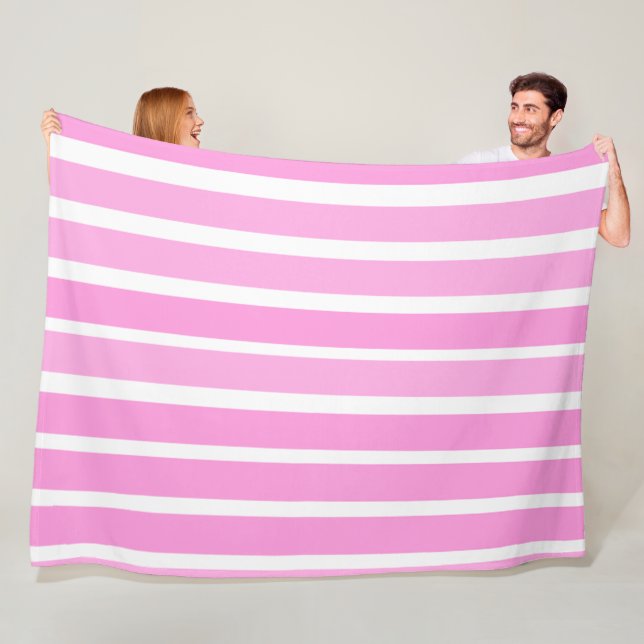 Pink and White Stripes  Fleece Blanket (In Situ)