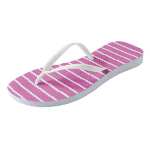 Pink and White Stripes Flip Flops