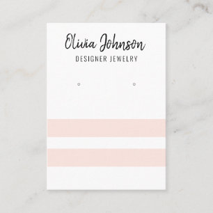 Pink and White Stripes Jewellery Earring Display Business Card