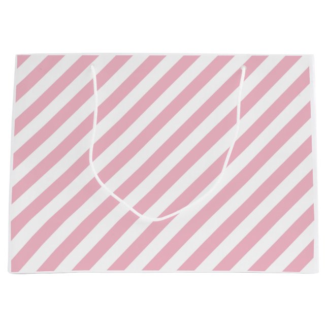 Pink and White Stripes Large Gift Bag (Front)