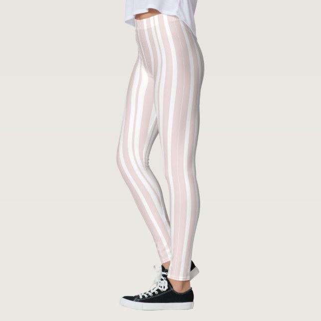 pink and white stripes leggings (Left)