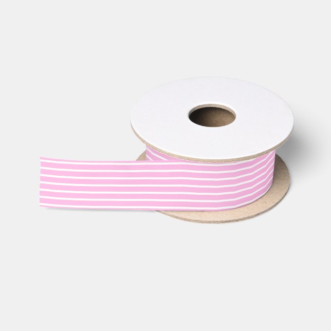 Pink and White Stripes Satin Ribbon (Spool)