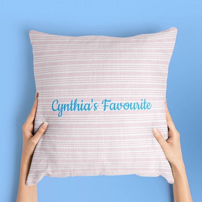 Pink and white stripes squared throw pillow (Creator Uploaded)