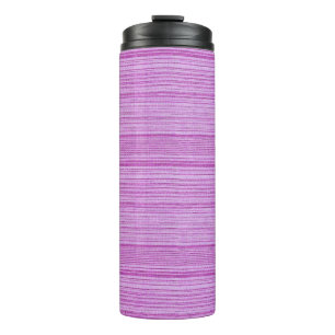 Pink and white stripes textured thermal tumbler
