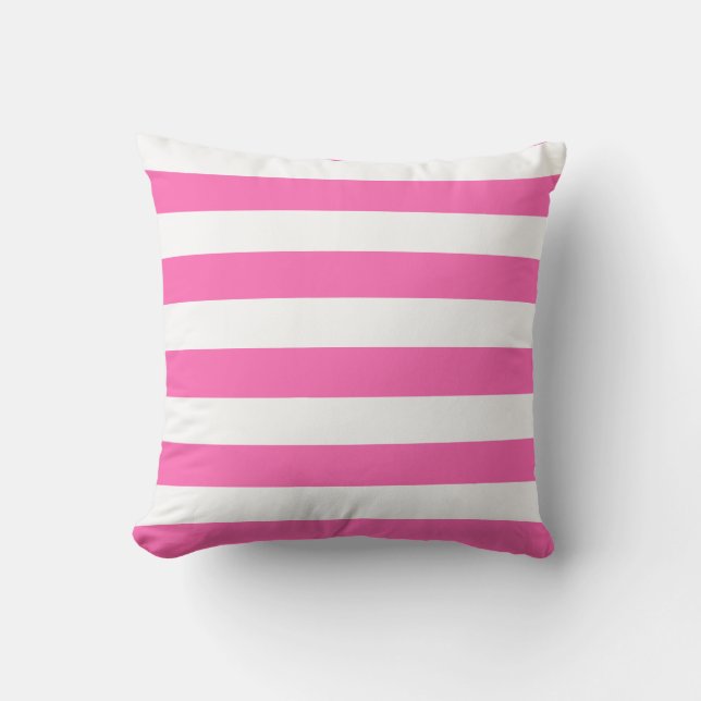 Pink and White Stripes Throw Pillow (Front)