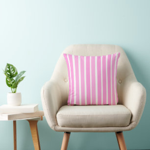 Pink and White Stripes  Throw Pillow
