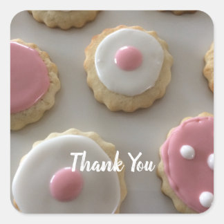 Pink and White Sugar Cookies Square Sticker