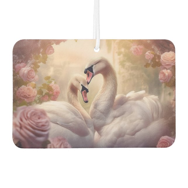 Pink and White Swans Air Freshener (Front)