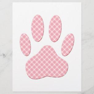 Pink And White Tartan Dog Paw Print