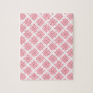 Pink And White Tartan Pattern Jigsaw Puzzle