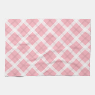 Pink And White Tartan Pattern Kitchen Towel