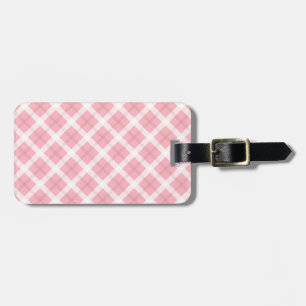 Pink And White Tartan Pattern Luggage Tag