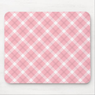 Pink And White Tartan Pattern Mouse Pad