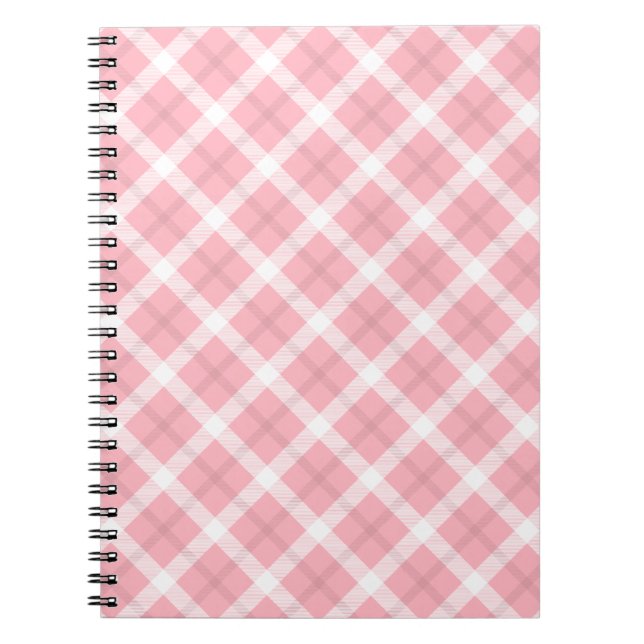Pink And White Tartan Pattern Notebook (Front)