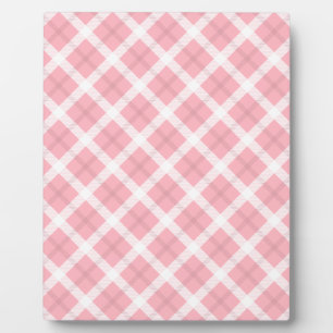 Pink And White Tartan Pattern Plaque