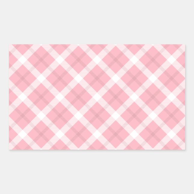 Pink And White Tartan Pattern Sticker (Front)