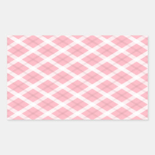 Pink And White Tartan Pattern Sticker