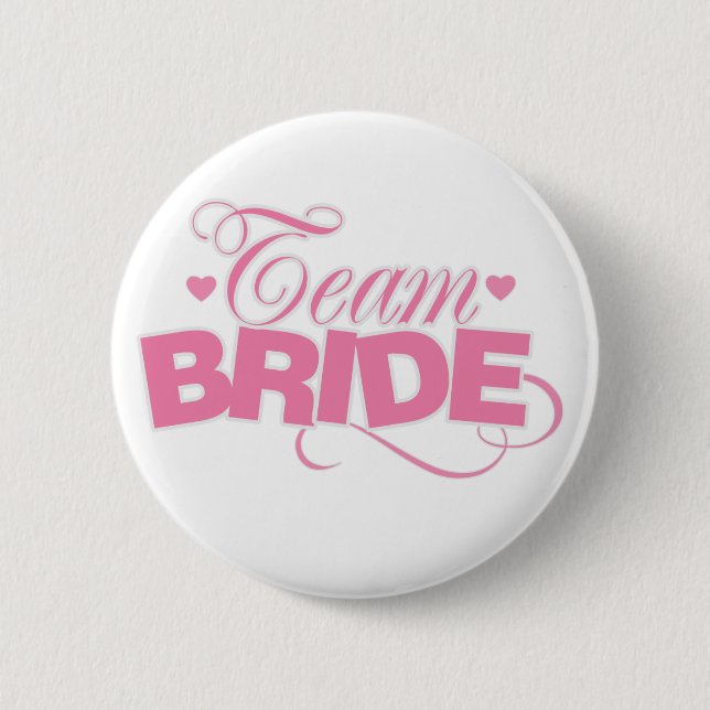 Pink And White Team Bride 2 Inch Round Button (Front)