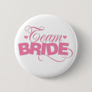 Pink And White Team Bride 2 Inch Round Button