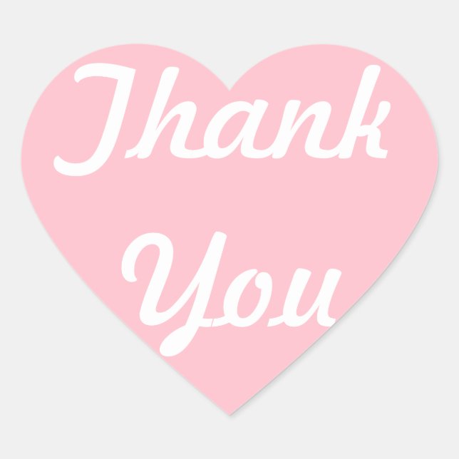 Pink and White Thank You Heart Sticker (Front)