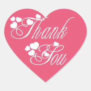 Pink And White Thank You Love Hearts - Wedding Heart Sticker