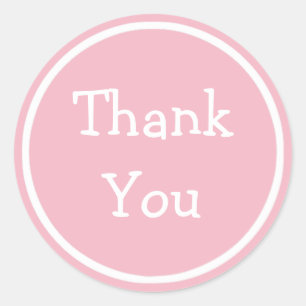 PINK and White Thank You stickers