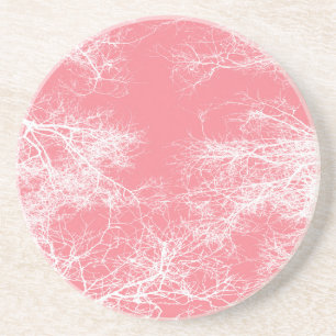 Pink and white trees coaster