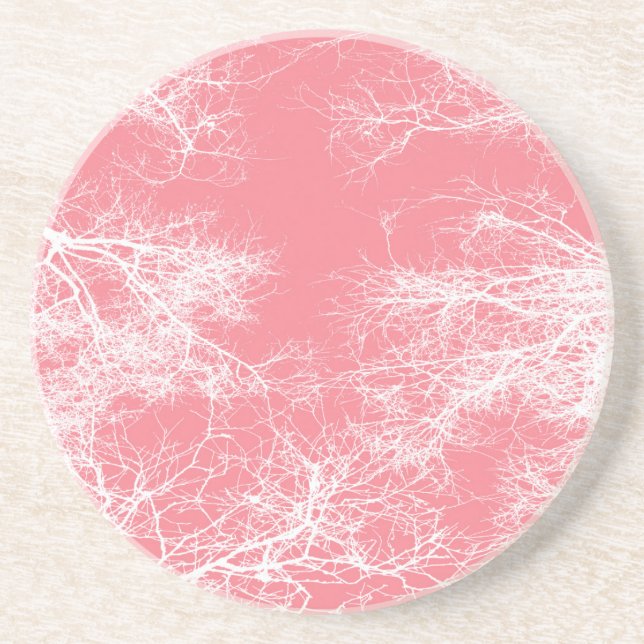 Pink and white trees coaster (Front)