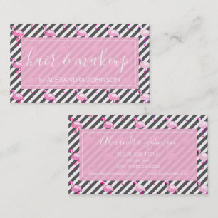 Pink and White Tropical Flamingo Pattern Business Card