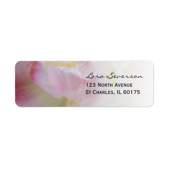 Pink and White Tulip Flower Return Address Return Address Label