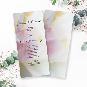 Pink and White Tulip Flower Spring Wedding Program