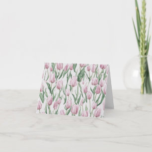 Pink and White Tulip Flowers Thank You Note Card