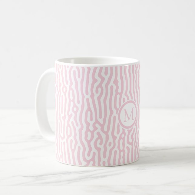 Pink and White Turing Pattern Coffee Mug (Front Left)