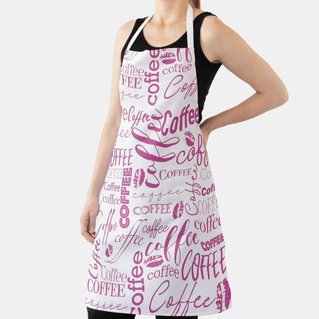 Pink And White Typography Coffee Design Apron (Insitu)