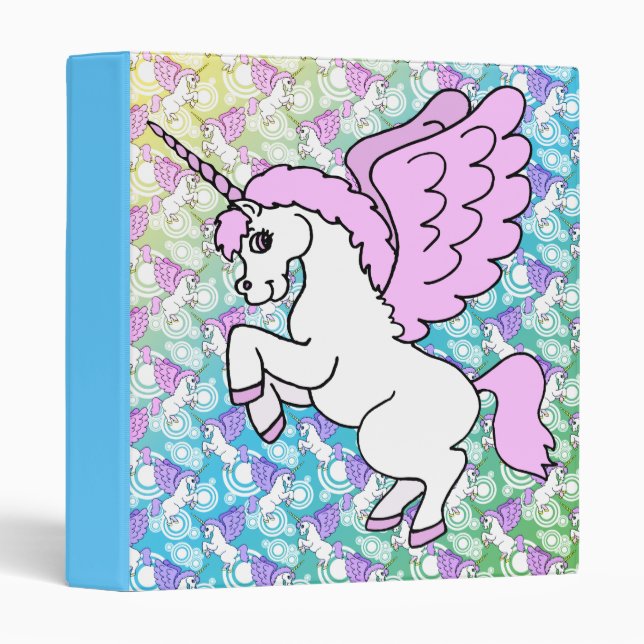 Pink and White Unicorn Graphic Binder (Front/Spine)