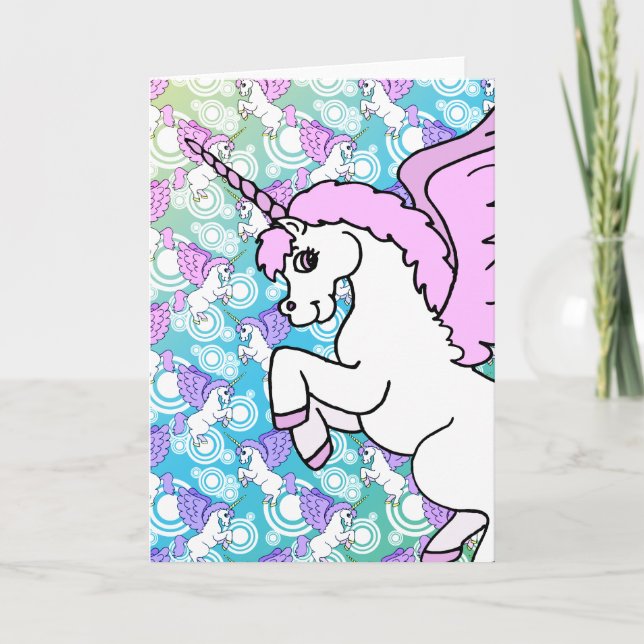 Pink and White Unicorn Graphic Card (Front)