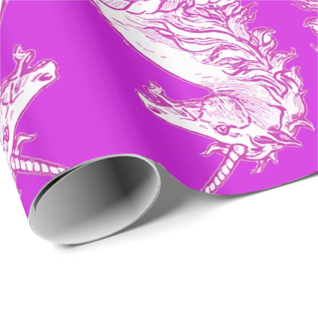 Pink and White Unicorn Pattern Wrapping Paper (Roll Corner)