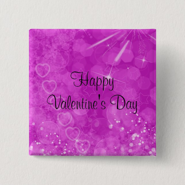 Pink and white Valentine Design 2 Inch Square Button (Front)