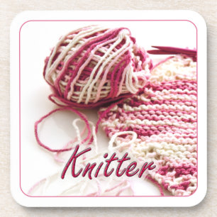 Pink and White Variegated Knitter Coaster