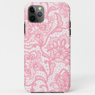 Pink and white vintage floral lace iPhone 11 pro max case