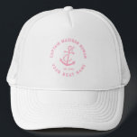 Pink And White Vintage Nautical Boat Anchor Trucker Hat<br><div class="desc">Elegant pink vintage nautical boat anchor with custom pink typography.</div>