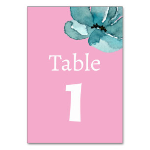 Pink and white Watercolor Botanical Table Card