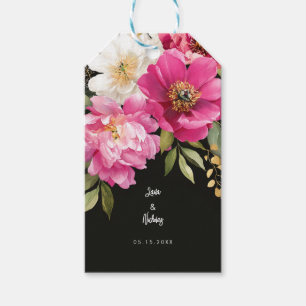 Pink and White Watercolor Peony Floral Wedding Gift Tags